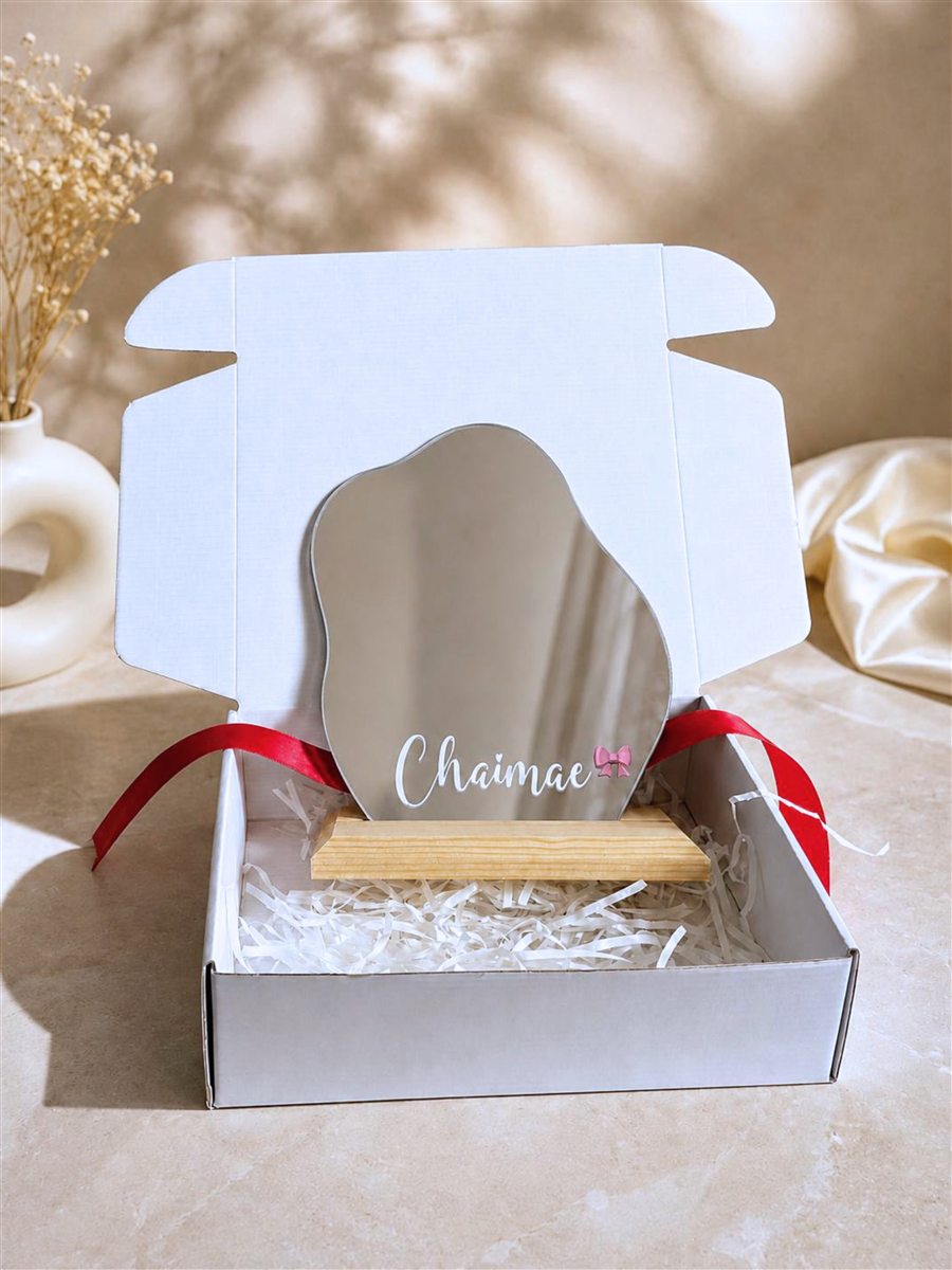 Miroir Orchidée personnalisé Allo Cadeaux avec prénom et symbole